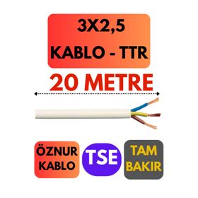 Öznur 3 x 2.5 mm Beyaz 20 mt Ttr Kablo