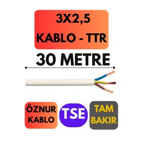 Öznur 3 x 2.5 mm Beyaz 30 mt Ttr Kablo