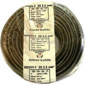 Öznur 3x1,5 TTR 20 m Siyah Tam Bakır Kablo