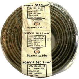 Öznur 3x1,5 TTR 20 m Siyah Tam Bakır Kablo