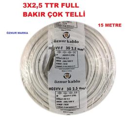 Öznur 3X2,5 TTR 15 m Beyaz Tam Bakır Kablo