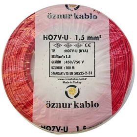 Öznur H07V-K 1.5 mm Kırmızı Nyaf Çok Telli Halojen Free Kablo