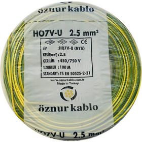 Öznur Nya 2.5 mm² 15 m 100 m Sarı-Yeşil Tek Damar Kablo
