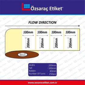 Özsaraç Etiket 100x200cm Kuşe 250 Sarım 1 Rulo Barkod Etiketi