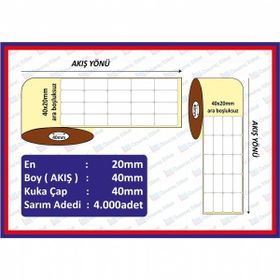 Özsaraç Etiket 20x40 mm 4000 4'lü Eco Termal Etiket