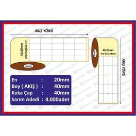 Özsaraç Etiket 20x40 mm 4’lü 4000'li Kuşe Etiket