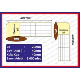 Özsaraç Etiket 20x40cm Eko Termal Kuşe 1 Adet 1500 Sarım Barkod Etiketi
