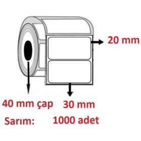Özsaraç Etiket 30x20 mm 1000'li Sarım Eko Termal Etiket
