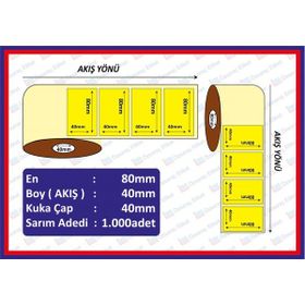 Özsaraç Etiket 40x80cm Eko Termal Kuşe 1 Adet 1000 Sarım Barkod Etiketi