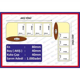 Özsaraç Etiket 40x80cm Eko Termal Kuşe 1 Adet 1000 Sarım Barkod Etiketi
