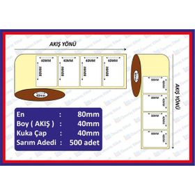 Özsaraç Etiket 40x80cm Eko Termal Kuşe 1 Adet 500 Sarım Barkod Etiketi