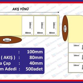 Özsaraç Etiket 500 Sarım 80x100 mm Barkod Etiketi