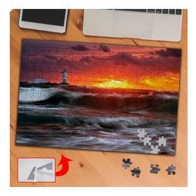 P013 Kızıl Gökyüzü ve Deniz Feneri 240 Parça Puzzle Yapboz Tablo