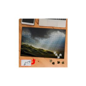 P018 Bulutlu Gökyüzü Ve Yeşil Ova 240 Parça Puzzle Yapboz Tablo