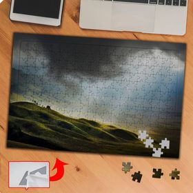 P018 Bulutlu Gökyüzü Ve Yeşil Ova 240 Parça Puzzle Yapboz Tablo