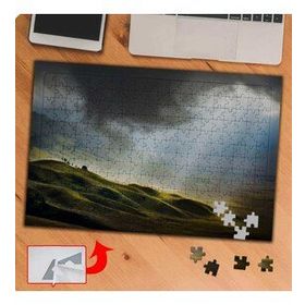 P018 Bulutlu Gökyüzü Ve Yeşil Ova 240 Parça Puzzle Yapboz Tablo