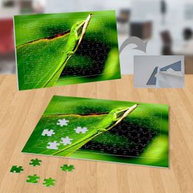 P019 Yeşil Yapraktaki Kertenkele 99 Parça Puzzle Yapboz