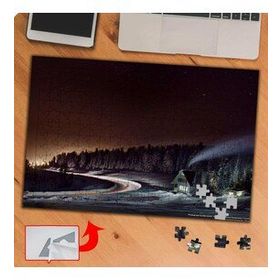 P030 Gece Kış Manzaralı Küçük Ev 240 Parça Puzzle Yapboz Tablo