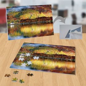 P041 Rengarenk Yapraklı Göl Yanı Alanı 99 Parça Puzzle Yapboz