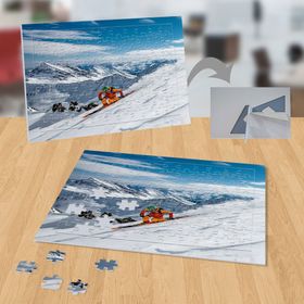 P049 Dağda Kayak Yapan İnsan 99 Parça Puzzle Yapboz