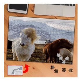 P053 Beyaz Ve Kahverengi Atlar 240 Parça Puzzle Yapboz Tablo