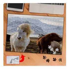 P053 Beyaz Ve Kahverengi Atlar 240 Parça Puzzle Yapboz Tablo
