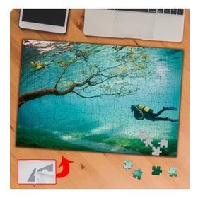 P061 Denizdeki Ağaç Ve Dalgıç Adam 240 Parça Puzzle Yapboz Tablo