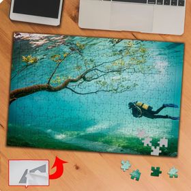 P061 Denizdeki Ağaç Ve Dalgıç Adam 240 Parça Puzzle Yapboz Tablo