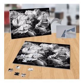 P064 Siyah Beyaz Su Damlalı Çiçek 99 Parça Puzzle Yapboz