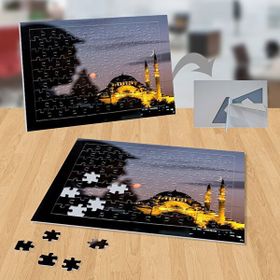 P082 Akşam Cami Görüntüsü İnsan Silüeti 99 Parça Puzzle Yapboz