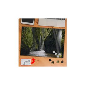 P087 Yosun Tutmuş Kayalıklar Göl 240 Parça Puzzle Yapboz Tablo