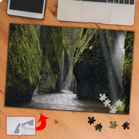 P087 Yosun Tutmuş Kayalıklar Göl 240 Parça Puzzle Yapboz Tablo