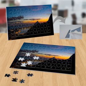 P088 Gün Batımı ve Silüet Dağ 99 Parça Puzzle Yapboz