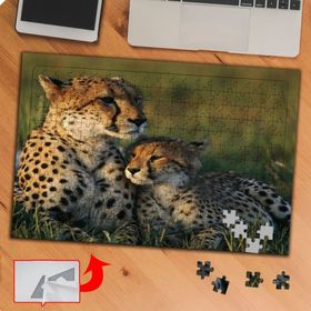 P089 Anne Ve Yavru Kaplan 240 Parça Puzzle Yapboz Tablo