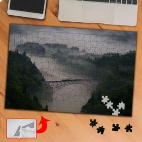 P094 Sisli Havada Tren Yolculuğu 240 Parça Puzzle Yapboz Tablo