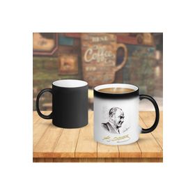 P10 Karakalem Çalışması Gülen Mustafa Kemal Atatürk İmzalı Sihirli Kupa Bardak