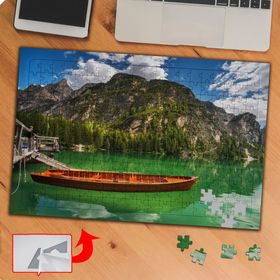 P100 Yeşil Gölde Sandal Manzara 240 Parça Puzzle Yapboz Tablo
