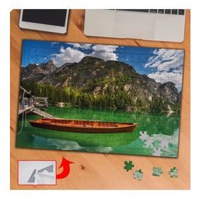 P100 Yeşil Gölde Sandal Manzara 240 Parça Puzzle Yapboz Tablo