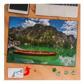 P100 Yeşil Gölde Sandal Manzara 240 Parça Puzzle Yapboz Tablo