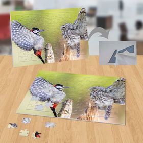 P104 Baykuş ve Ağaç Kakan Doğa Hayvanlar 99 Parça Puzzle Yapboz