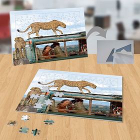 P119 Arabada Kaplan Hayvan Doğa 99 Parça Puzzle Yapboz