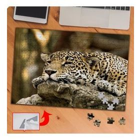 P120 Dinlenen Leopar Vahşi Hayvan 240 Parça Puzzle Yapboz Tablo