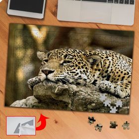 P120 Dinlenen Leopar Vahşi Hayvan 240 Parça Puzzle Yapboz Tablo