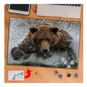 P124 Gölde Koşan Yabani Ayı 240 Parça Puzzle Yapboz Tablo