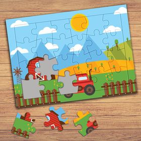 P126E Şirin Çiftlik Evi Çocuklara Özel Puzzle Yapboz Tablo