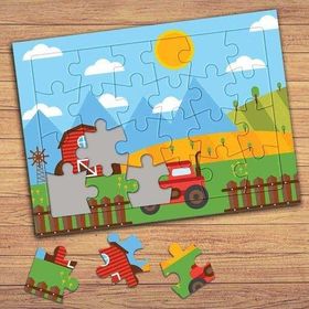 P126E Şirin Çiftlik Evi Çocuklara Özel Puzzle Yapboz Tablo