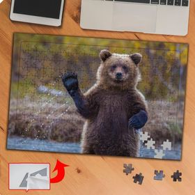 P132 Yırtıcı Vahşi Hayvan Ayı 240 Parça Puzzle Yapboz Tablo