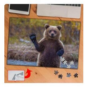 P132 Yırtıcı Vahşi Hayvan Ayı 240 Parça Puzzle Yapboz Tablo