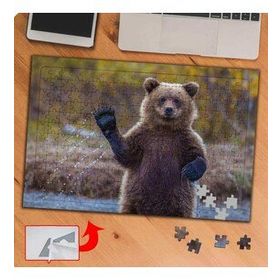 P132 Yırtıcı Vahşi Hayvan Ayı 240 Parça Puzzle Yapboz Tablo
