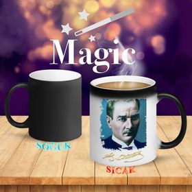 P14 Mustafa Kemal Atatürk Portre Sihirli Kupa Bardak
